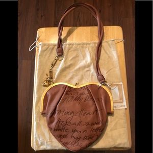 Galliano Heart Shaped Tan Leather Shoulder Bag